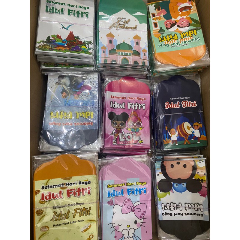 

(isi 100 lembar) paket usaha amplop lebaran siap jual amplop lebaran lucu untuk di jual