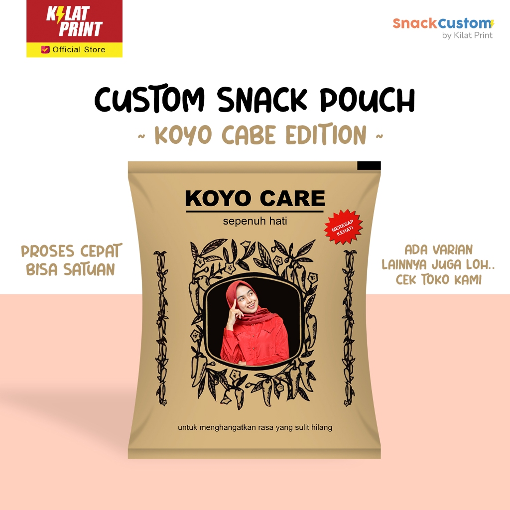 

Snack Custom Foto Teks Bungkus Pouch Jumbo Ala Koyo Cabe