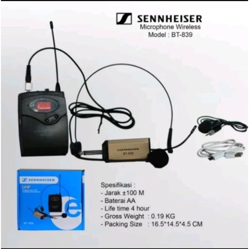 Microphone Bando Clip On Mic Wireless Sennheiser BT 839 Original