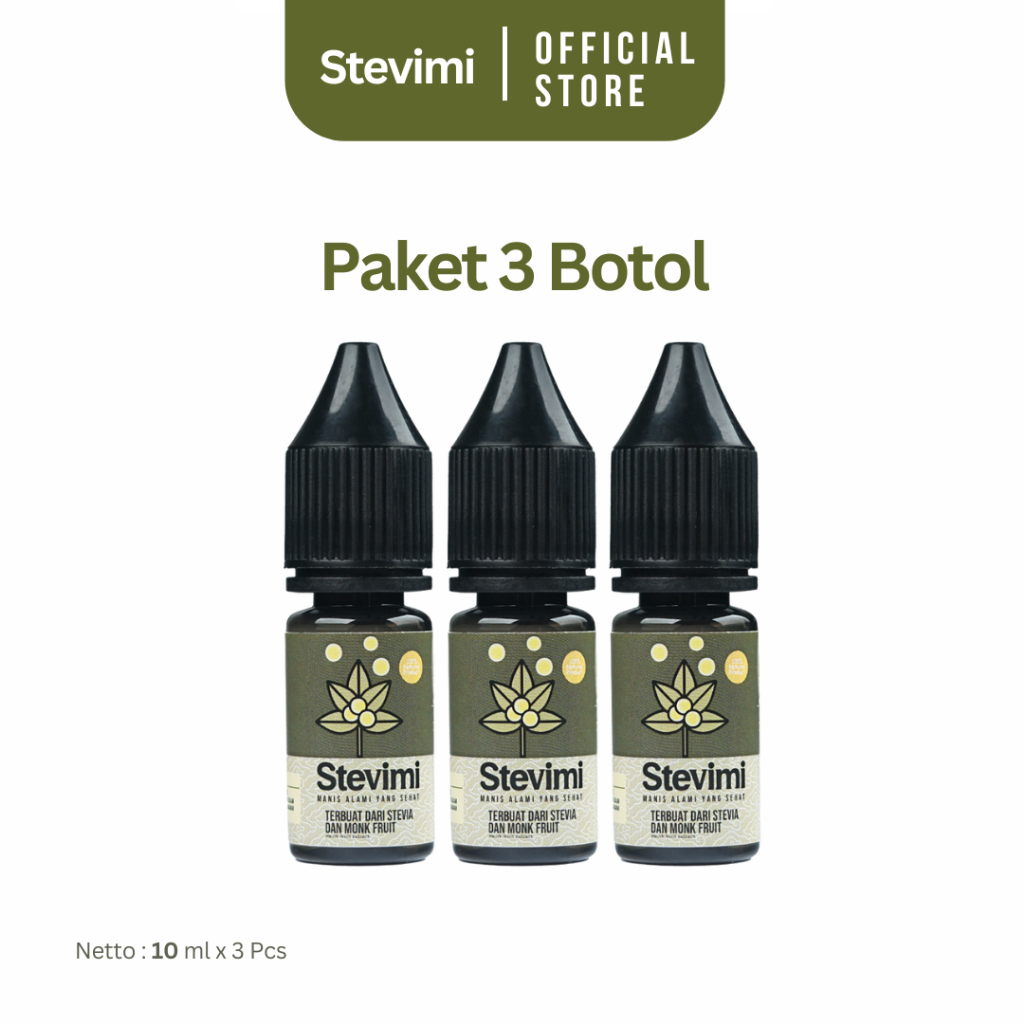 

Stevimi Stevia Tetes 3 Pcs Pemanis Alami Cair Natural Sweeterner 0 Kalori 10ml