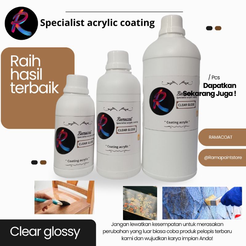 

Coating Cairan Pelapis Cat Varnish Finisher serbaguna untuk Cat Akrilik Kanvas Sepatu Kain Vinyl Clay Kaca Kayu Tanah liat Gerabah Pot