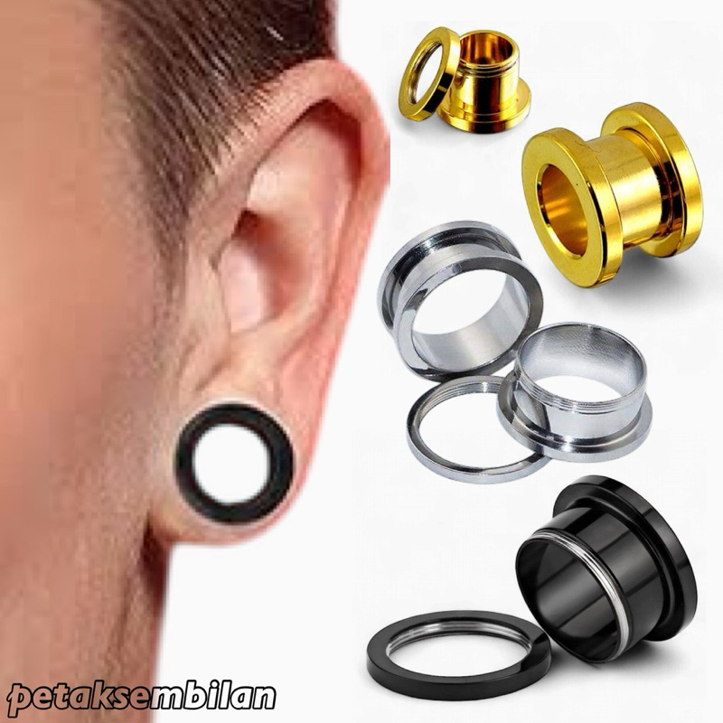 1 Pcs/biji Anting Piercing Stainless Steel Ear Plugs Titanium Anti Karat Unisex Pria Wanita