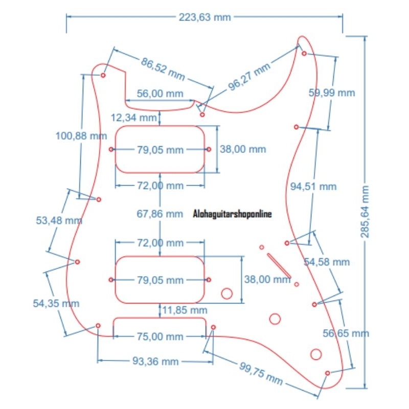 custom order Pickguard Stratocaster HH mirror gold