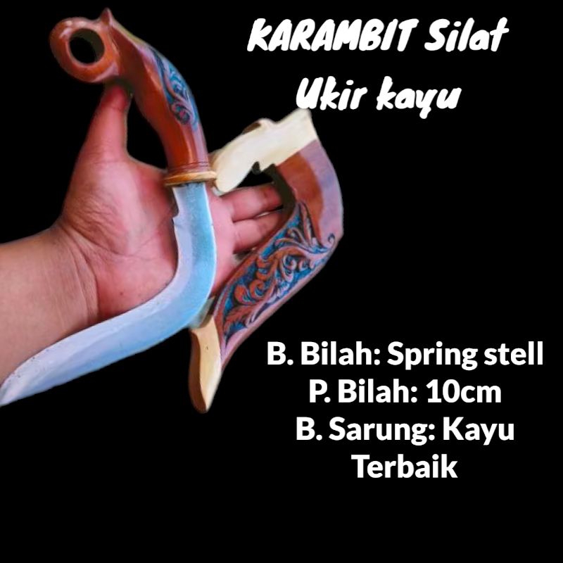 Karambit Silat Ukir Kayu