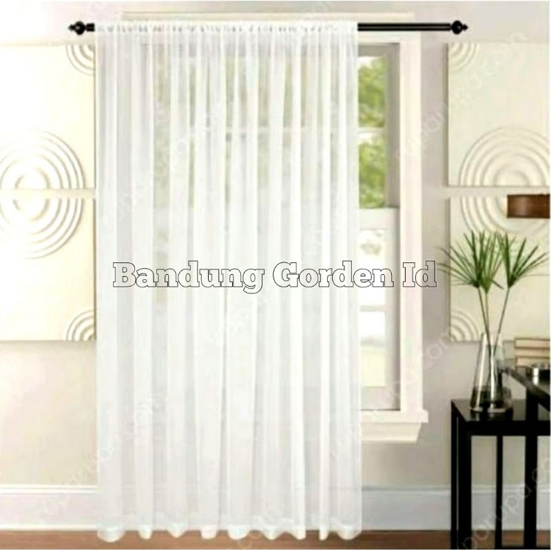 Gorden Serut Vitrase Putih Polos Transparan Lebar 2 Meter Hordeng Tinggi 2 meter 250 270 cm