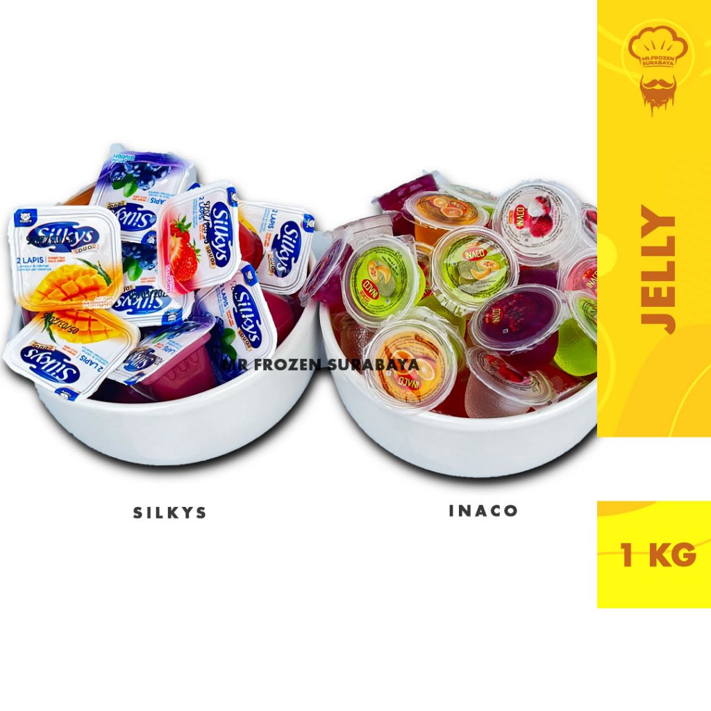 

[ 1 KG ] Jelly Silkys Duo Pudding Inaco Natadecoco Rasa Mix Fruit Kemasan 1 Kiloan