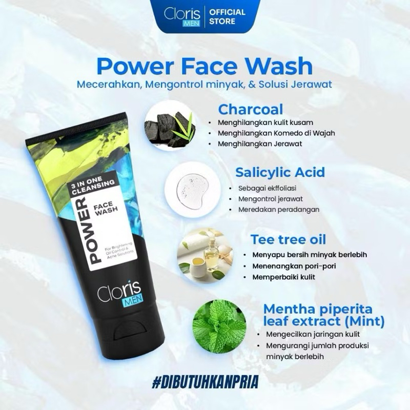 CLORISMEN 3 In 1 CLEANSING FACE WASH ORIGINAL ASLI SABUN CUCI MUKA PRIA