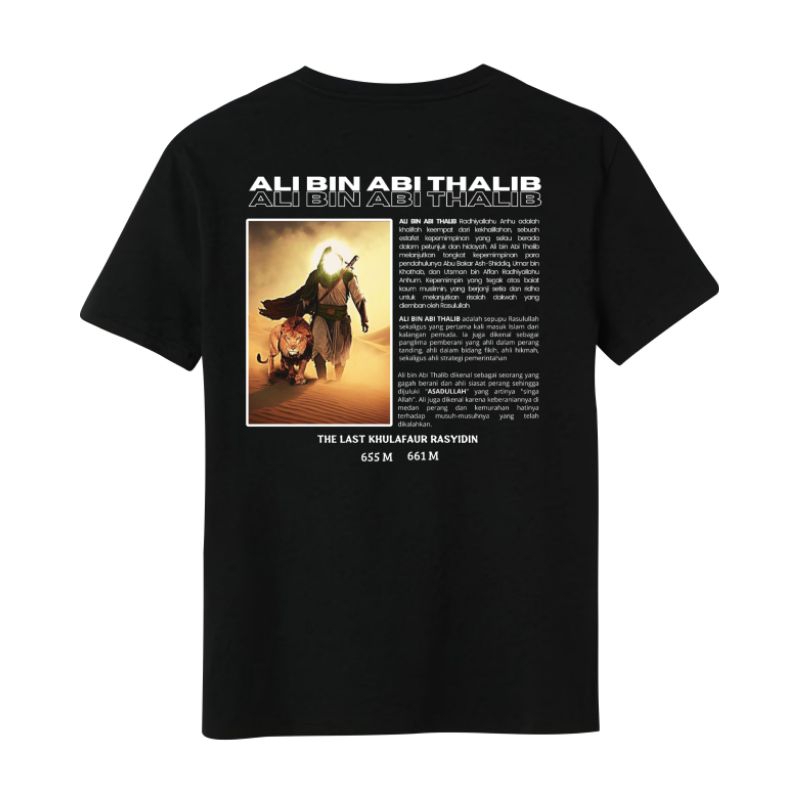 Kaos dakwah muslim " ALI BIN ABI THALIB " kaos sahabat dakwah