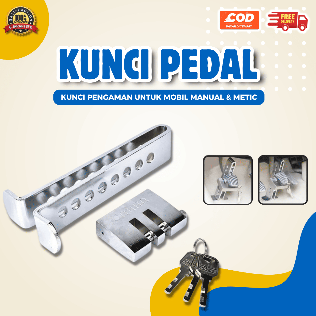 Gembok Pengaman Mobil Kunci Pedal Untuk Mobil Manual dan Matic 8 Lubang Bahan Kokoh
