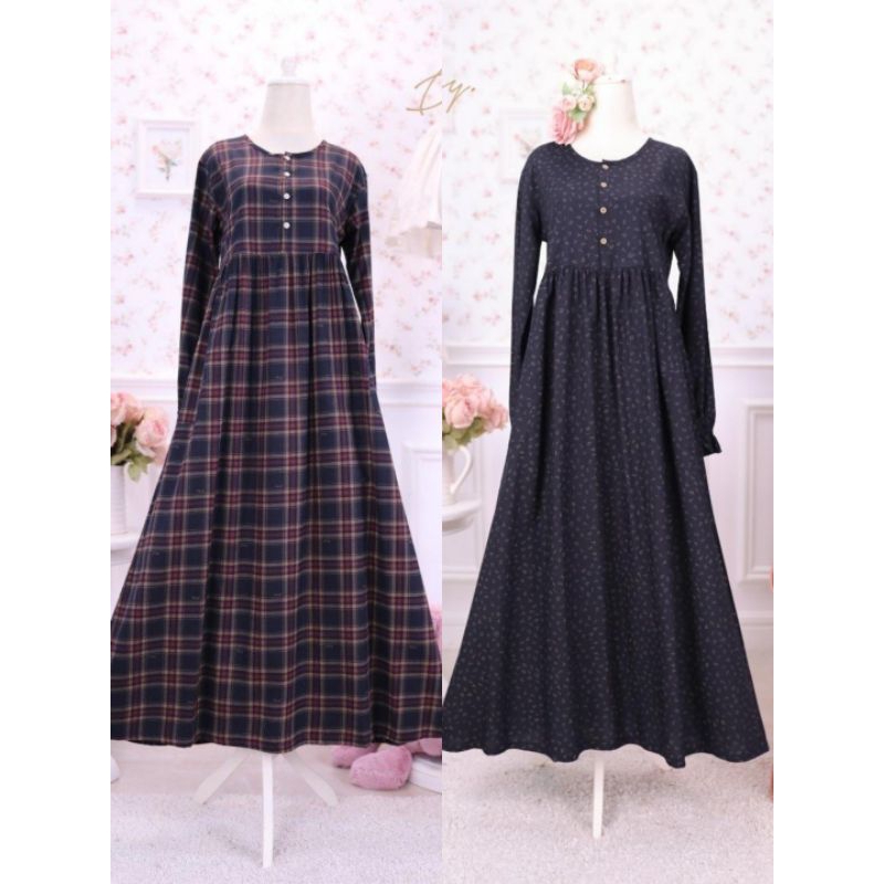 (Reject Sale) Square Midnight Blue & Ditsy Font Onyxblack Nightgown By Ditsyofficial