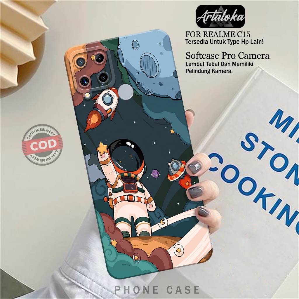 Softcase Hp Realme C15 Fashion Case Astronod Lucu Case Realme C15 Silikon TPU Pro Camera Casing Real