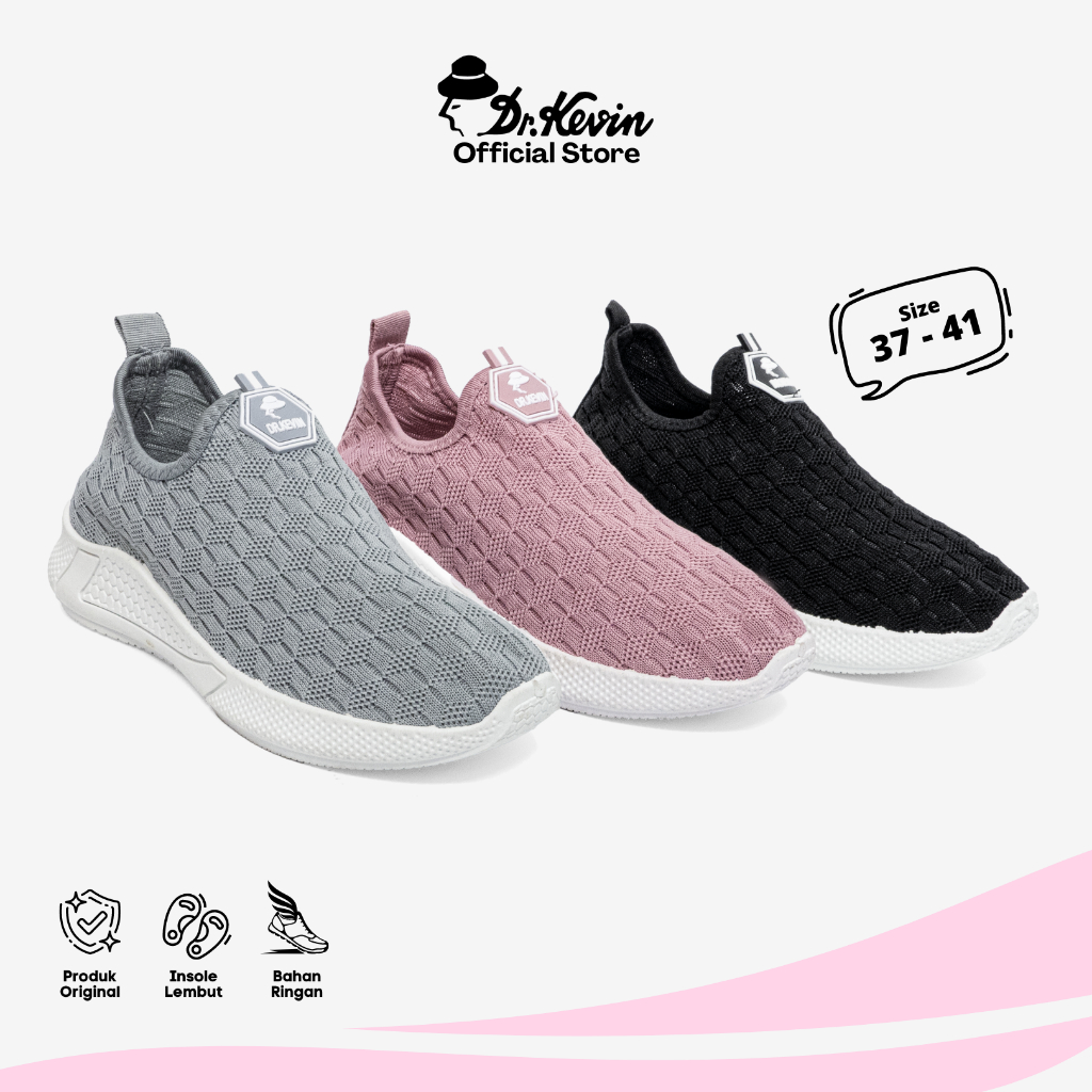 Dr. Kevin Sepatu Olahraga Wanita Sneakers Flyknit Slip On 589-062