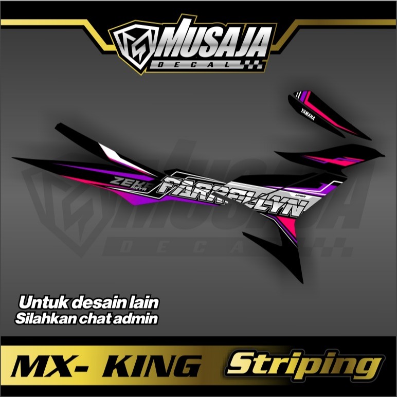 Stiker Striping Mx king merah hitam transparan uv glossy non full body custom premium