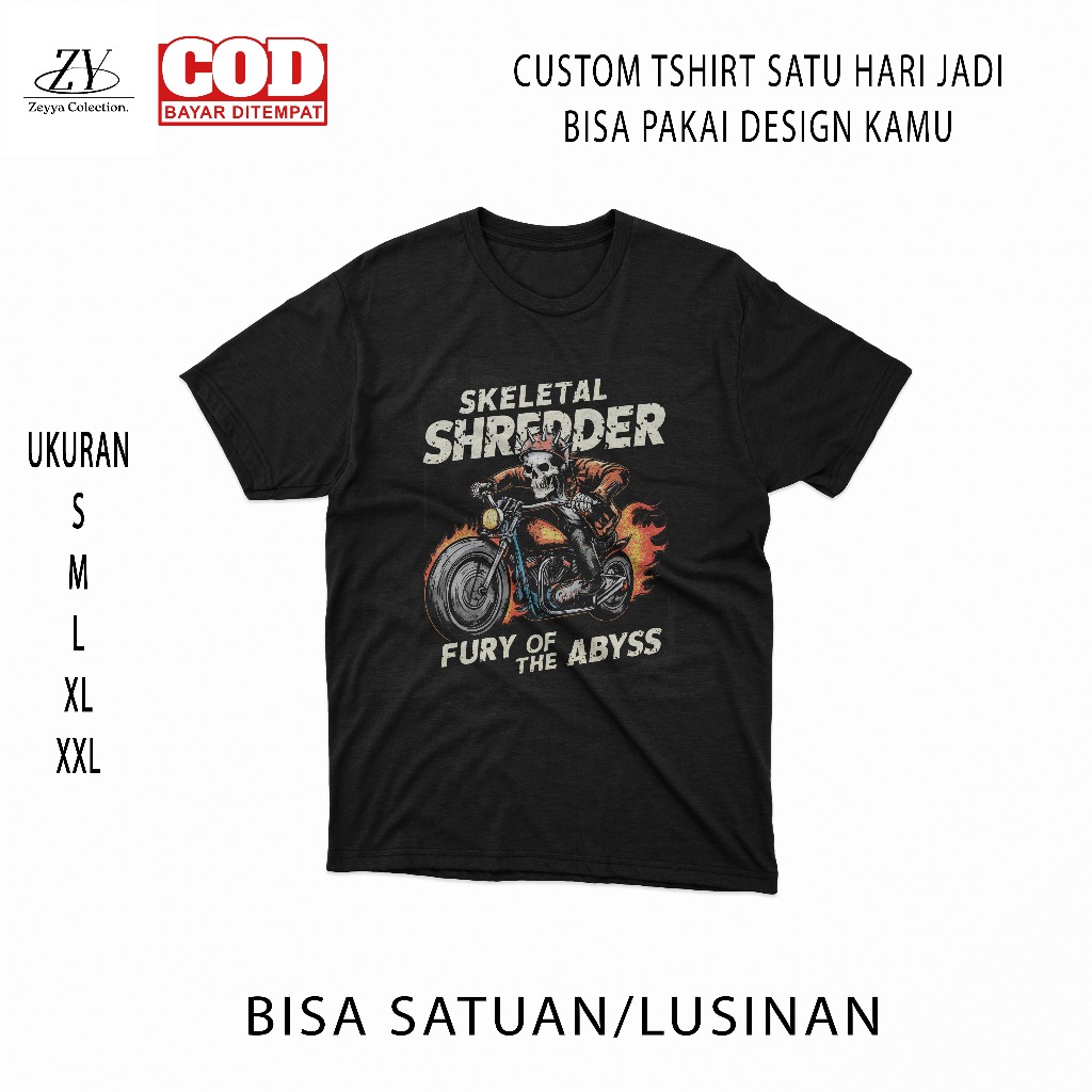 Baju Kaos Custom Sablon Depan Belakang Satuan/Lusinan Satu Hari Jadi Bisa Pakai Tulisan Logo Gambar 