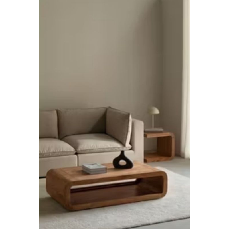 Meja Tamu Bulat Oval Kayu Jati - V12 - Meja Kopi Natural - Solid Wood Coffee Table