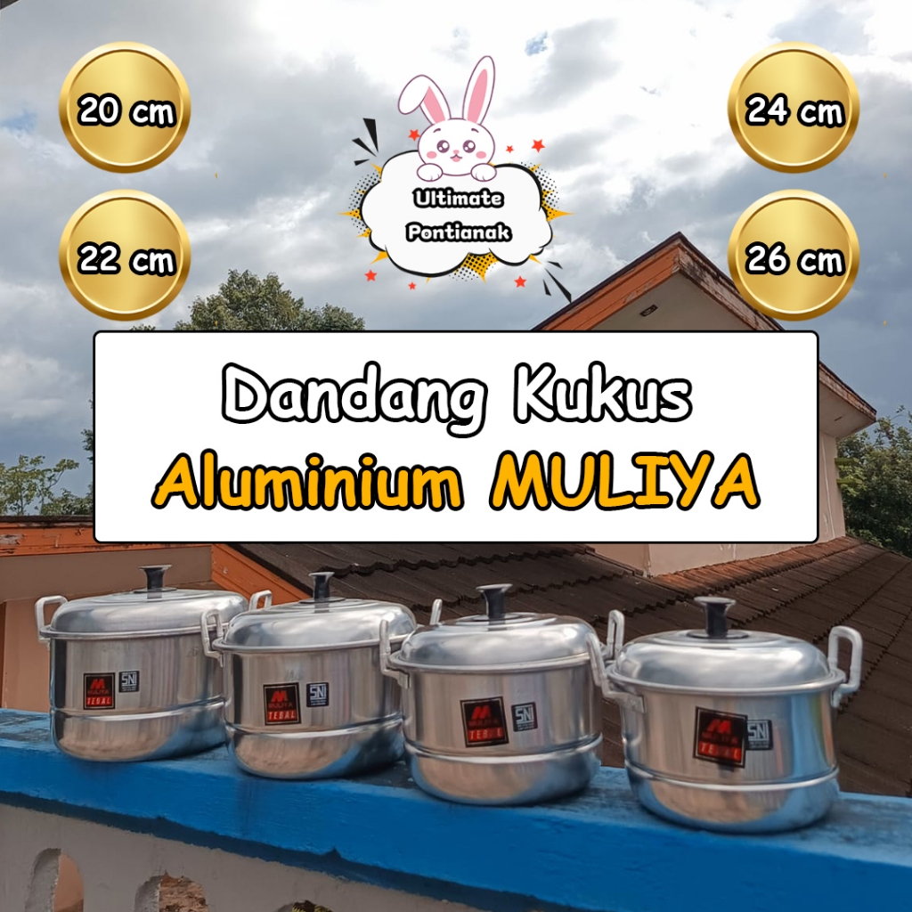 MULIYA Dandang Kukus Aluminium Tebal Ukuran 20 cm - 26 cm | Dandang Nasi | Dandang Bakso Ok
