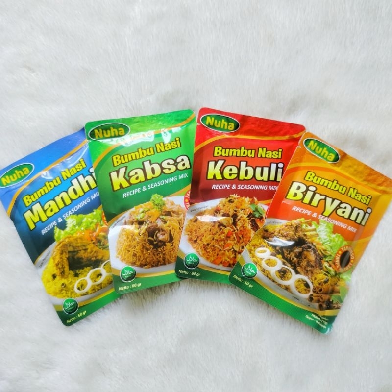 

Nuha Bumbu Nasi Briyani, Mandhk, Kabsa, Kebuli | Bumbu Nasi Instan | Bumbu Nasi Timur Tengah | Bumbu Beras Basmati Medan