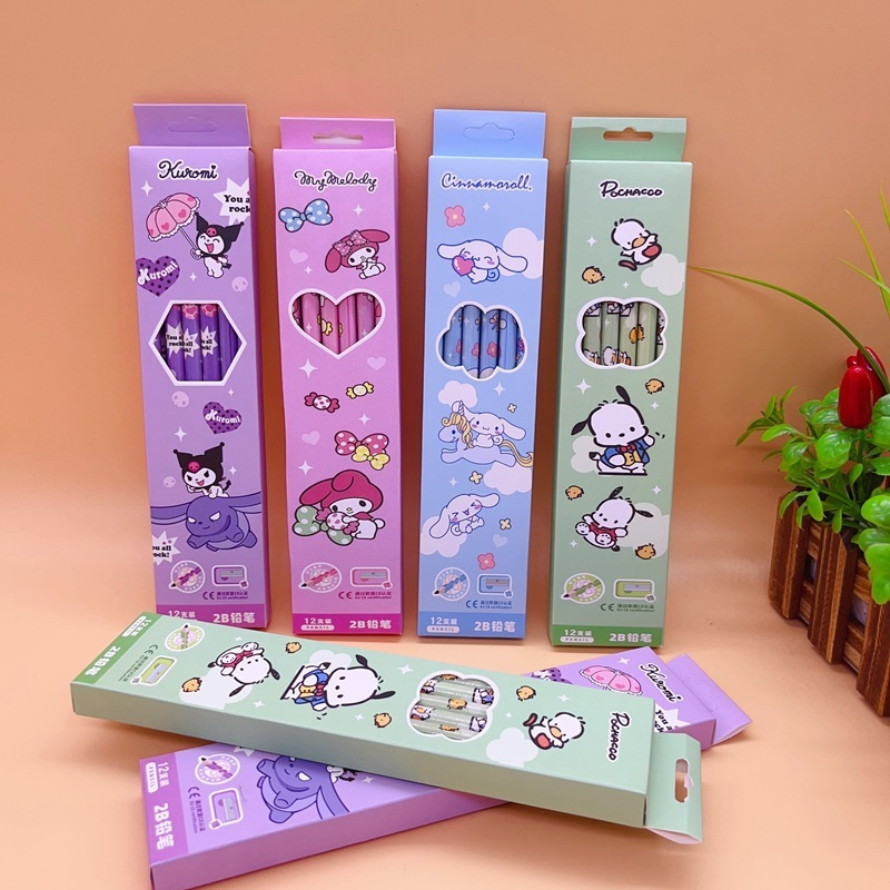 

Pensil 1 Box Isi 12PCS / 1LUSIN Pensil kayu sanrio Pensil Sekolah Ujian 2B Cute Termurah