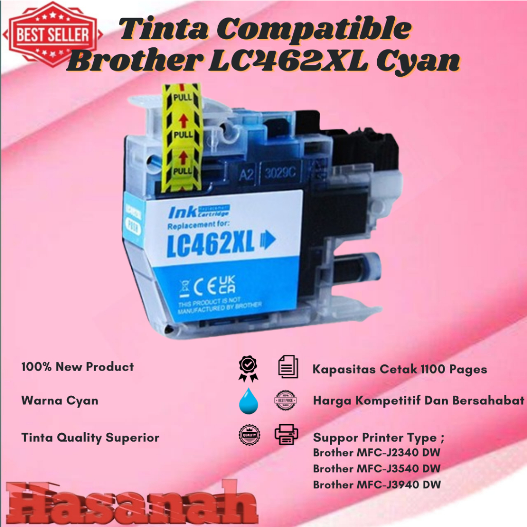 Tinta Catridge Compatible Brother LC462XL Cyan  For Brother MFC-J2340 DW Brother, MFC-J3540 DW, Brot