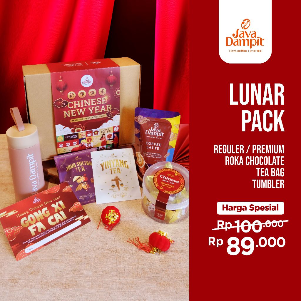 

HAMPERS LUNAR PACK (Premium Coffee 70g, Reguler Coffee 100g, Chocolate, Tea Bag, Tumbler)