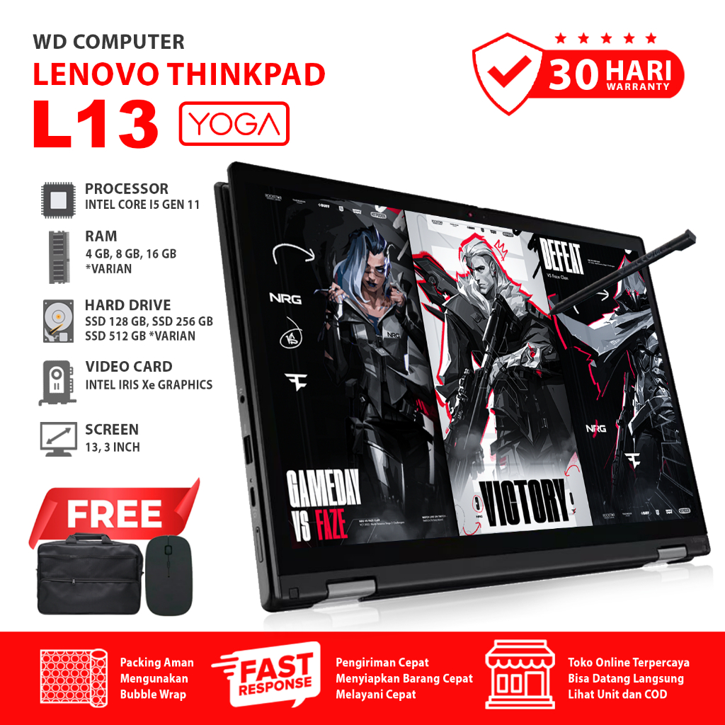 [WD.COMPUTER] Laptop Lenovo Thinkpad L13 Yoga core i5 gen 11 | Touchscreen | Stylus Pen | Windows 11