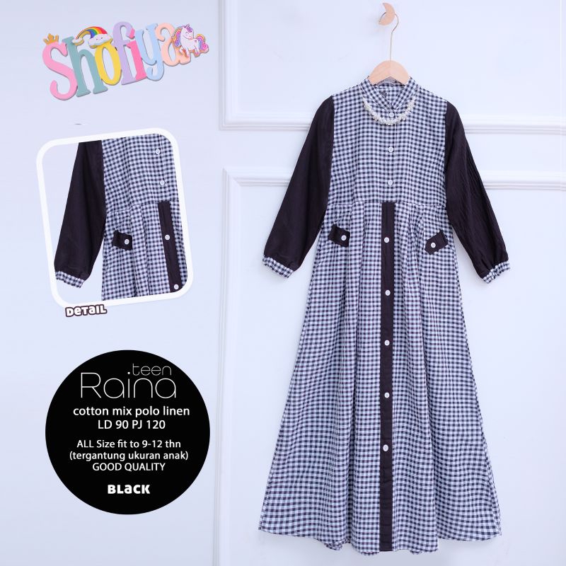 Dress Anak cewek terbaru Rina Dress cotton mix polo linen original by shofiya