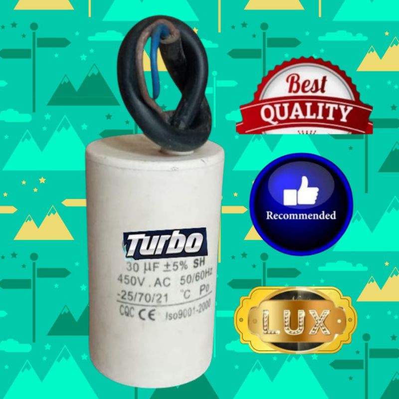 Kapasitor 2 kabel Turbo 30 uf untuk mesin pompa air cnp 500 30mf 450v capasitor cable model unicon v