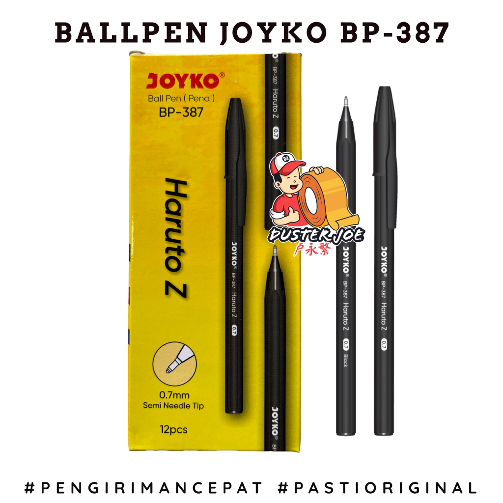

[PER 1 PACK] Pulpen Joyko BP-387 HARUTO Z 0.7mm Tinta Hitam ( ISI 12 PCS)