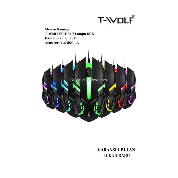 Mouse Cemerlang Gaming NUOS X1 LED With Cable Mouse Game Led
