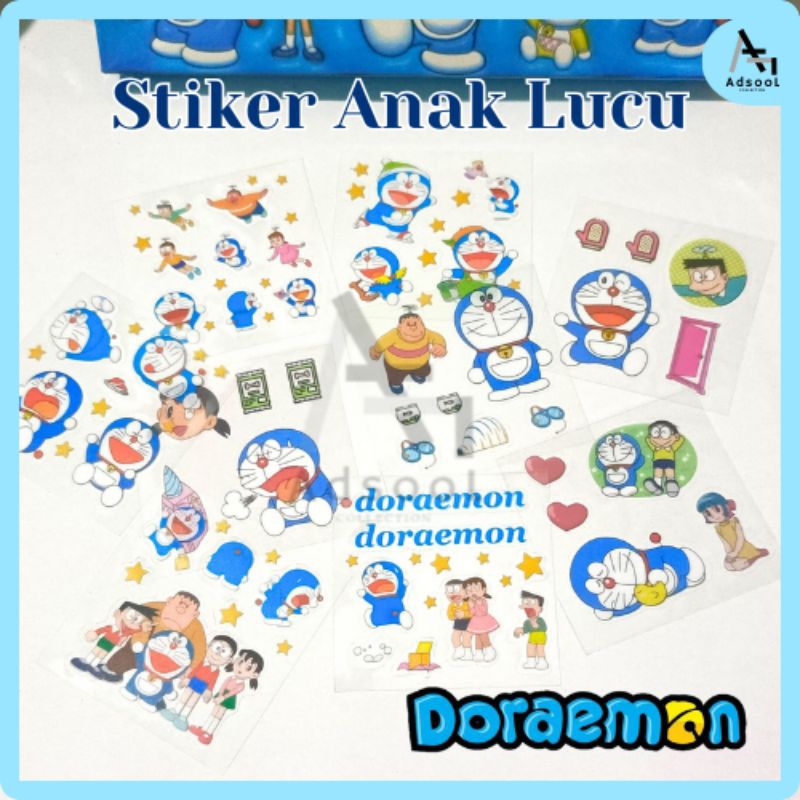 

Sticker Anak Karakter DORAEMON Lucu Korea Aesthetic Ecer Isi 5 Lembar/10 Lembar Waterproof Murah