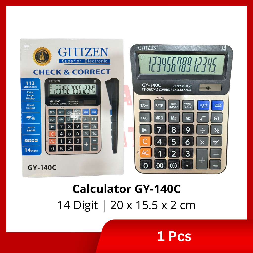 

[1 Pcs] Calculator 14 Digit GY-140C / Calculator 14 Digit GY-140C Check&Correct