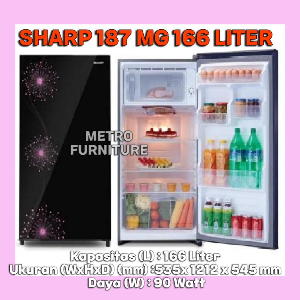 KULKAS SHARP 187 MG 166 LITER KULKAS SHARP 1 PINTU SHARP 187 MG 166 LITER