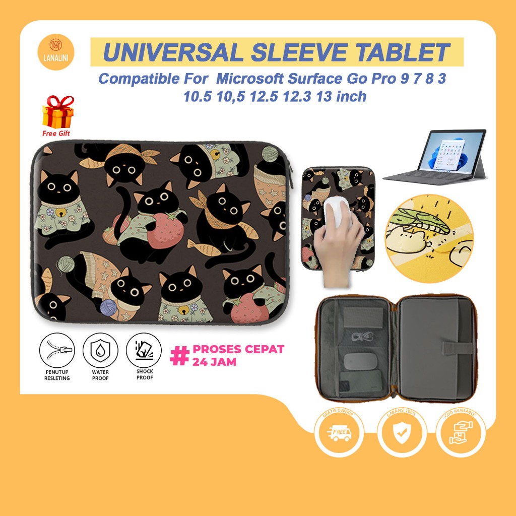 Tas Laptop Universal Sleeve Pouch Microsoft Surface Pro 4 5 6 7 7+ 8 9 10 Pouch liner Tab Tablet