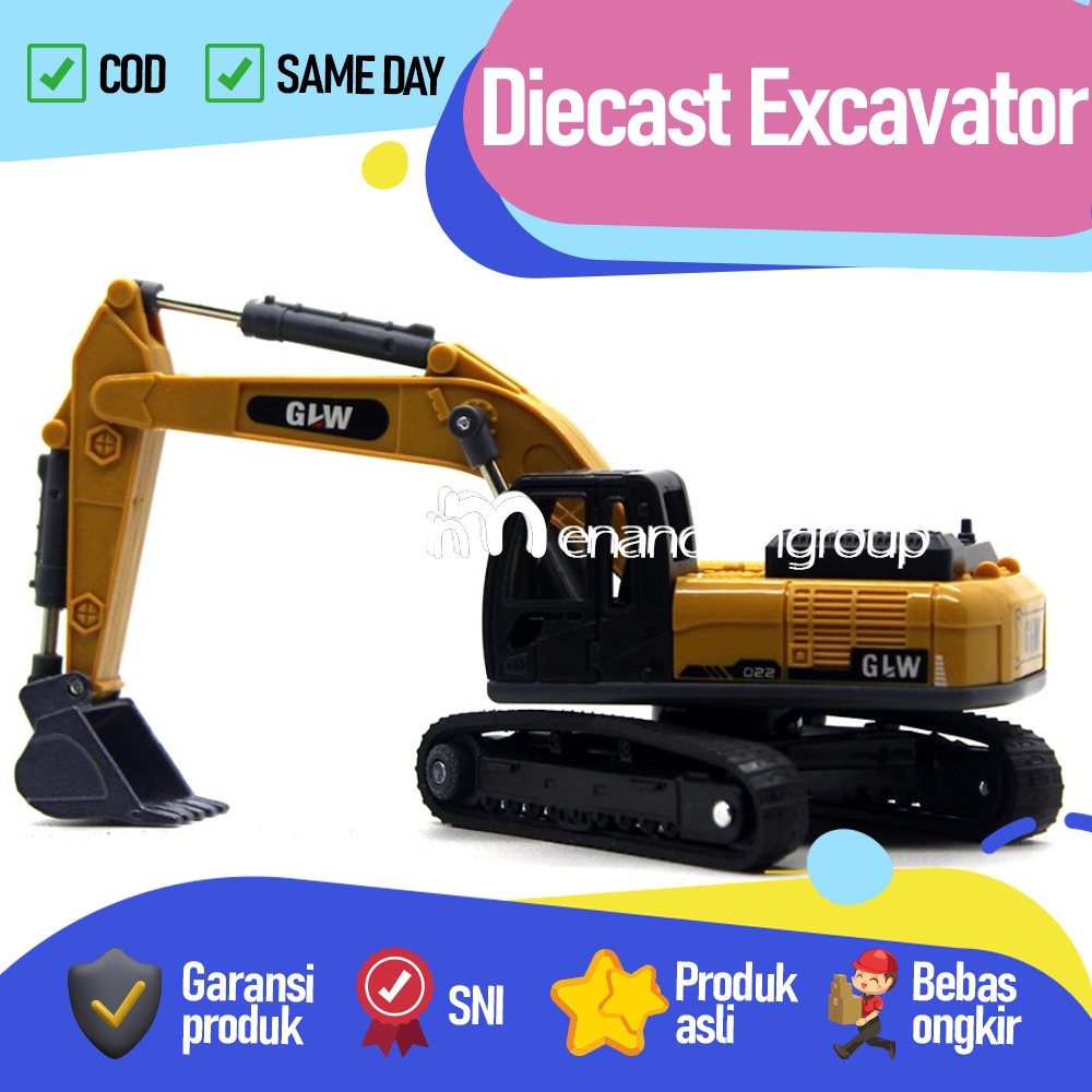 Mainan Mobil Diecast Beko Excavator Konstruksi GLW Besi Metal