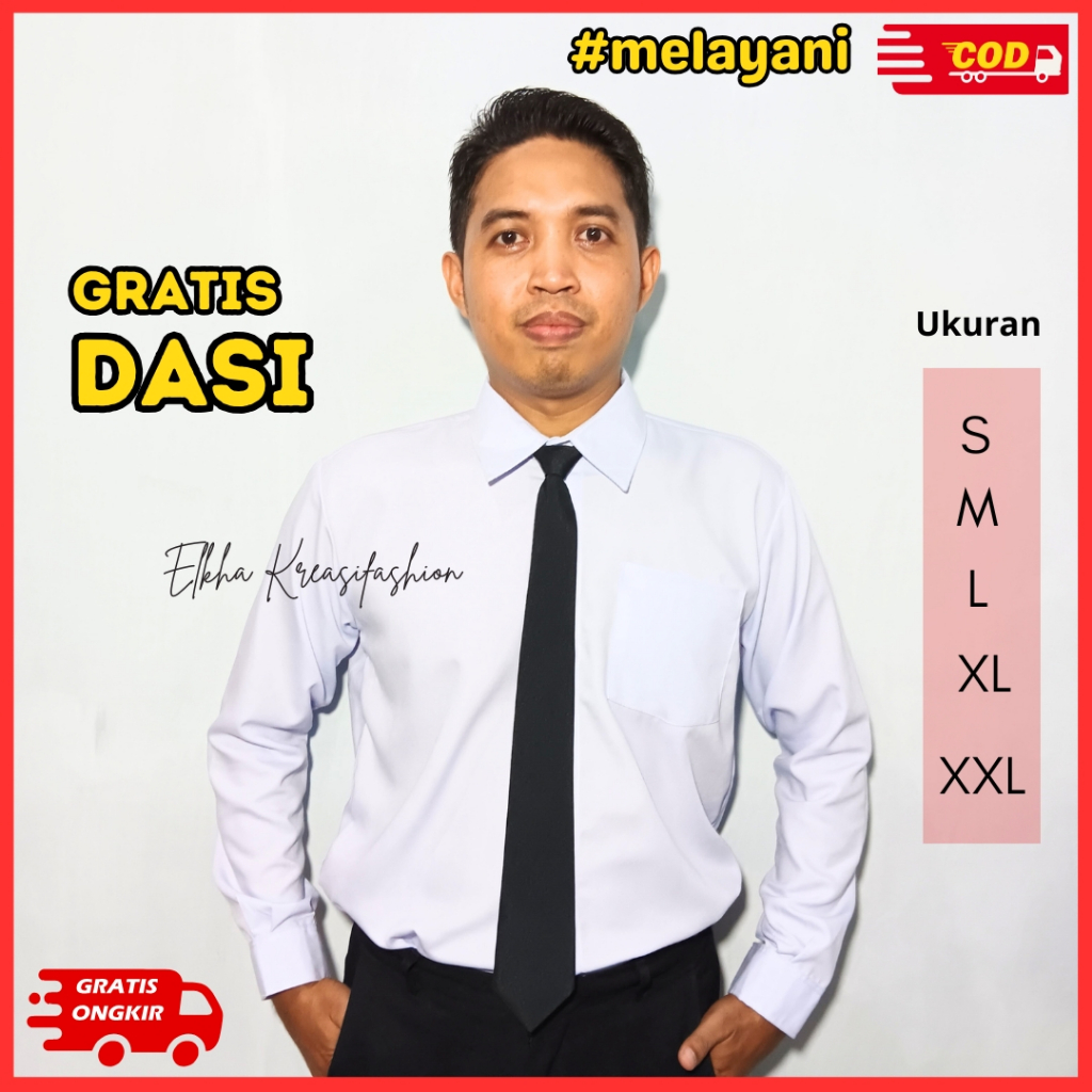 Kemeja Putih Polos | Kemeja Formal | Kemeja Putih Polos Pria Lengan Panjang | Baju Kerja Pria