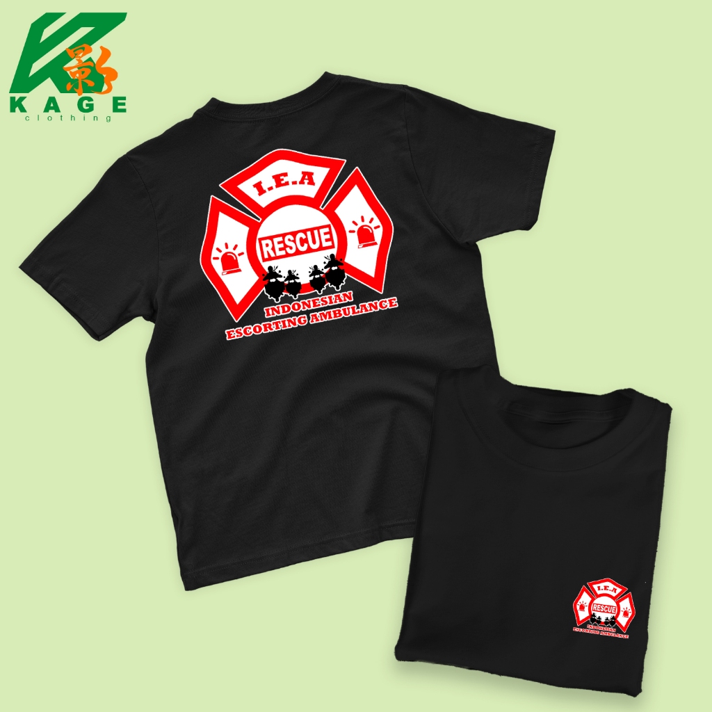 Kaos Pria RELAWAN IEA INDONESIA ESCORTING AMBULANCE Dewasa Baju Atasan Unisex Kageclothing