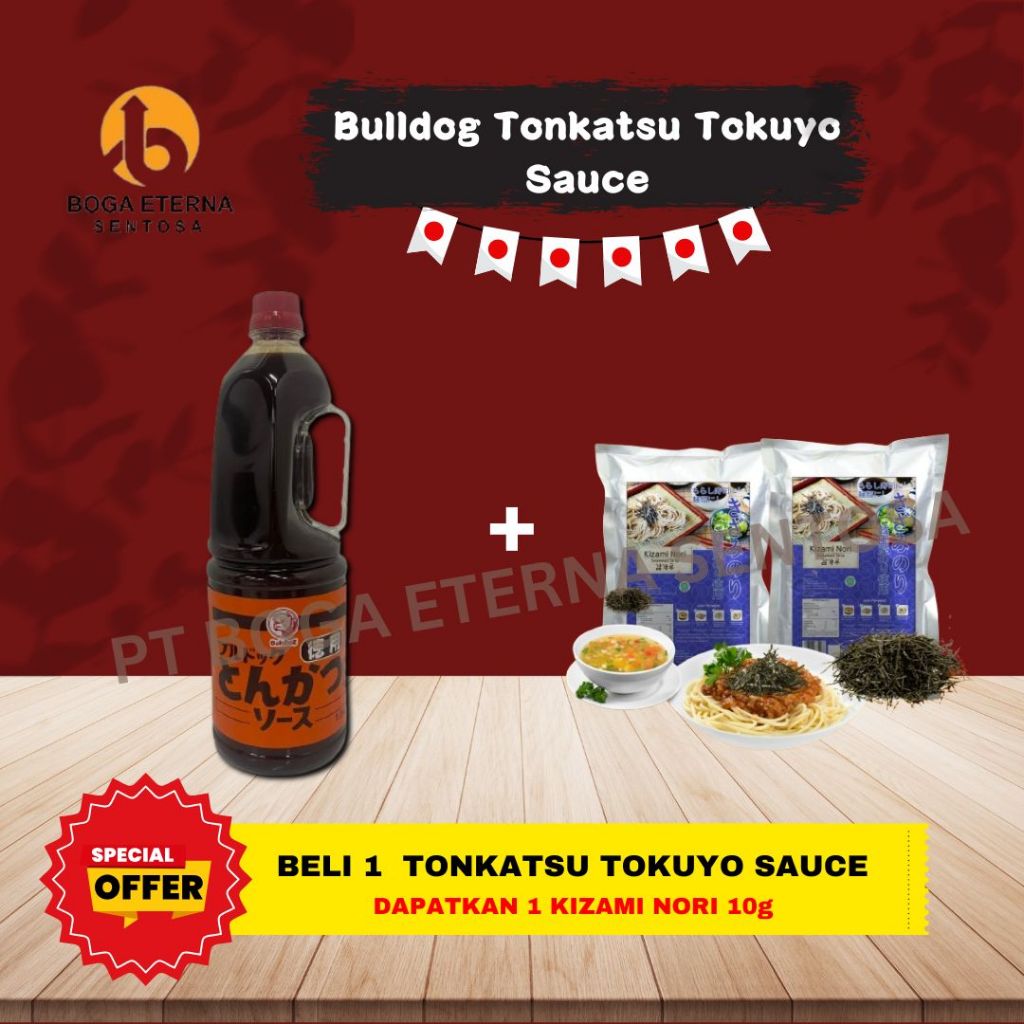 

BULLDOG TONKATSU TOKUYO SAUCE 1.8 L/ SAUS TONKATSU TOKUYO (BUY 1 GET 1 KIZAMI NORI)