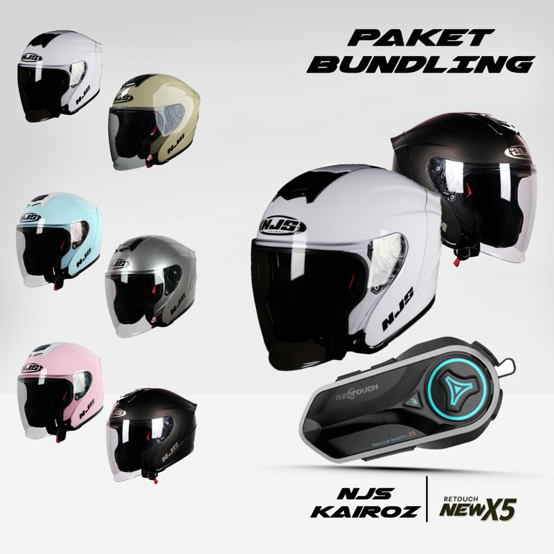 [FULLSET] NJS KAIROZ SOLID HALF FACE SNI INCLUDE INTERCOM RETOUCH X5 NEW BERGARANSI 12 BULAN