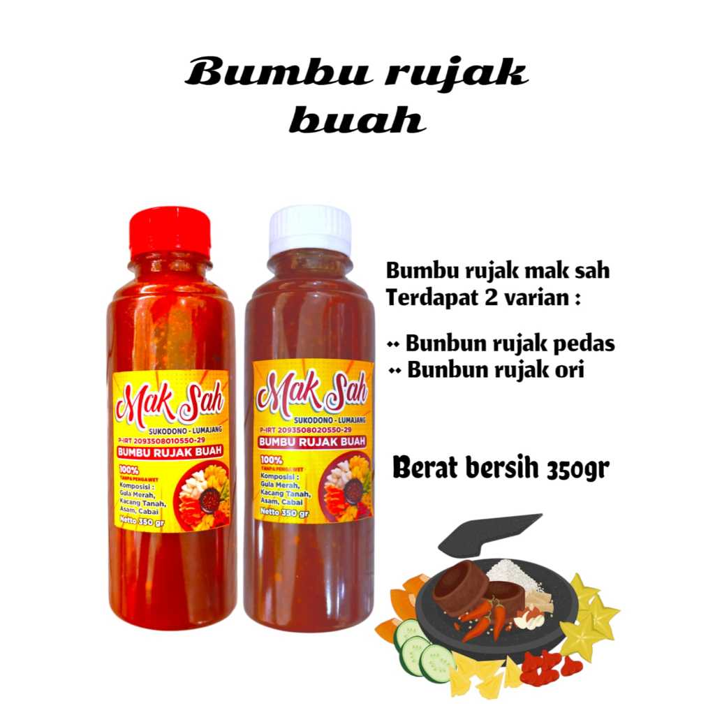 

Bumbu Rujak Buah / Bumb Rujak Manis / Bumbu Rujak Pedas 350gr / Bumbu Rujak Ori 350gr