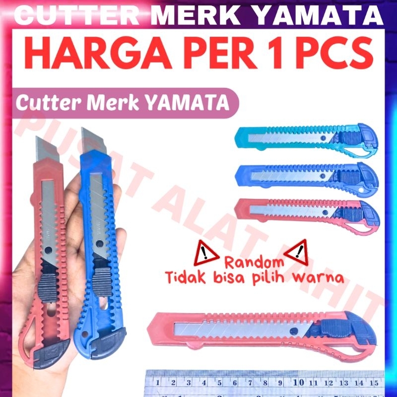 

Cutter yamata alat potong pemotong cutter cuter cater kater pisau piso tajam craft crafting stationery kertas kardus plastik warna warni per pcs