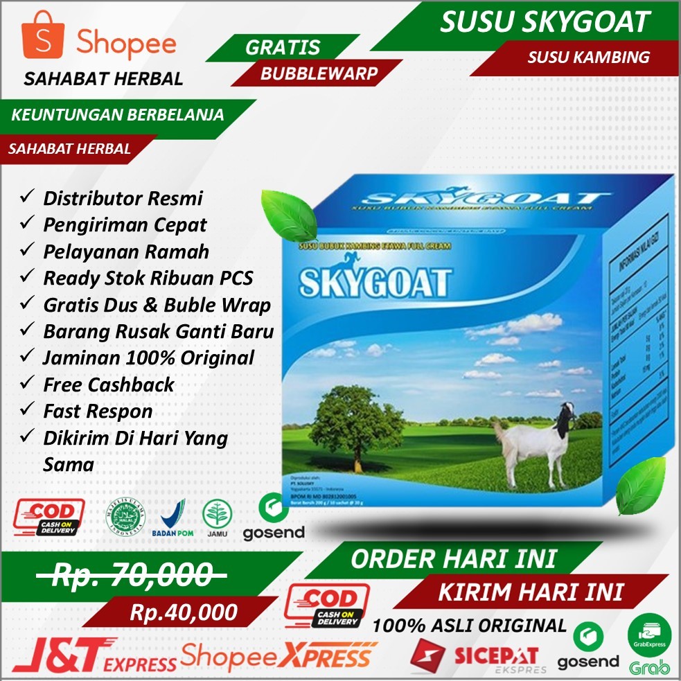 

Susu Kambing SKYGOAT Susu Kambing Etawa Bubuk 1 Box Isi 10 Sachet