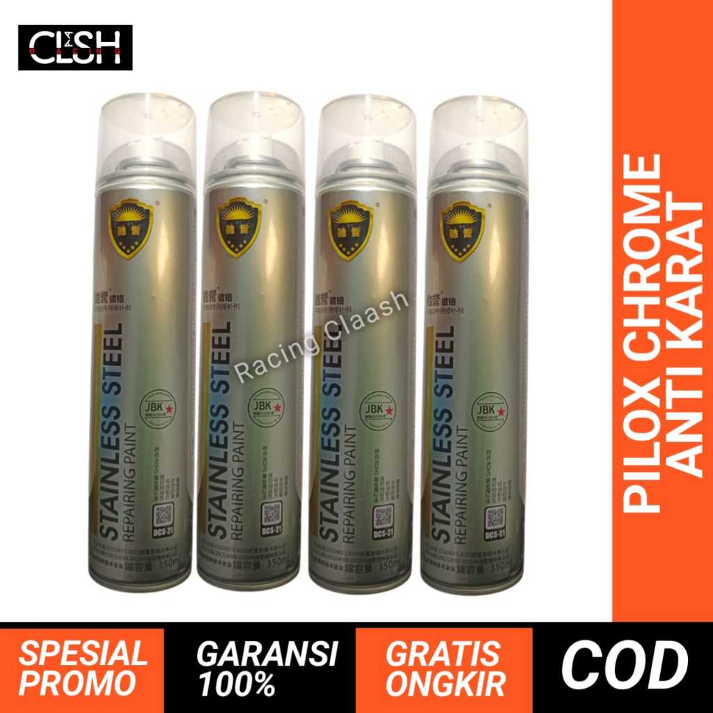 Racing Claash Cat Pilox Chrome Krom Crom Spray Paint Semprot Mengkilap Stainless Steel Velg Knalpot 