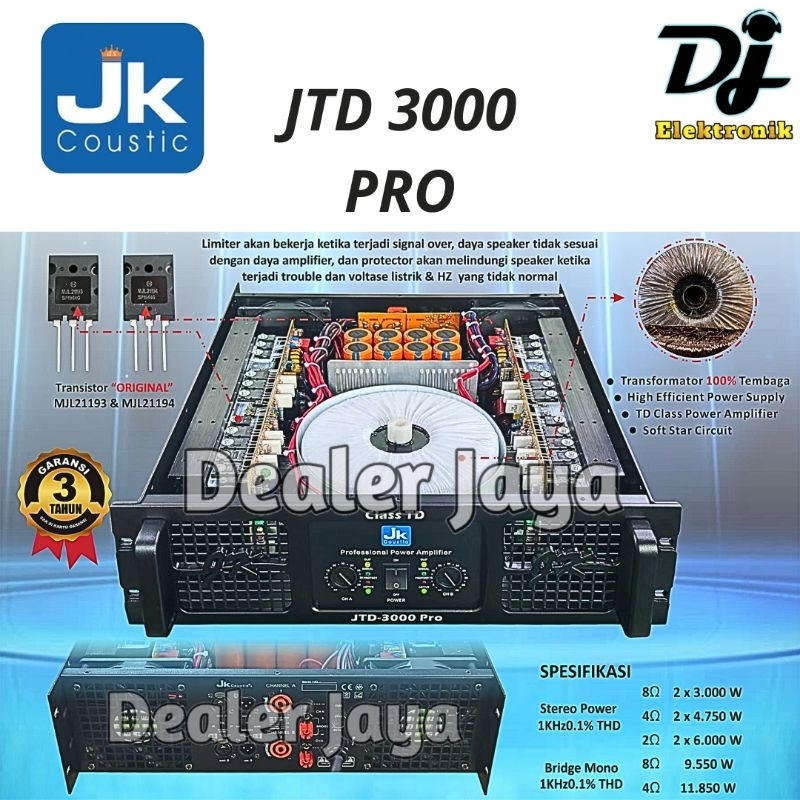Power Amplifier JK Coustic JTD 3000 PRO / JTD3000 PRO - 2 channel