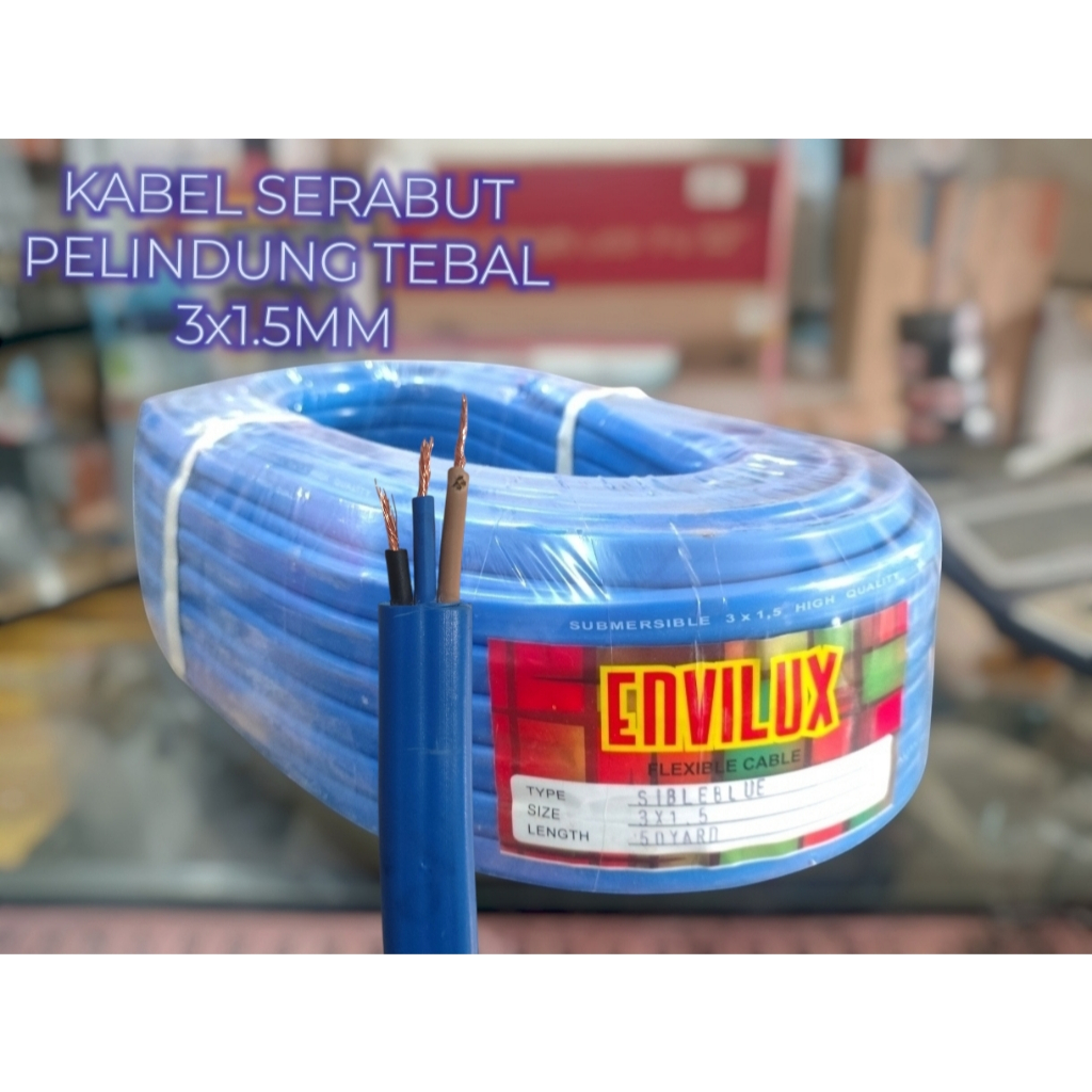 Kabel serabut 3x1,5mm kabel submersible sibel pompa air oval meteran