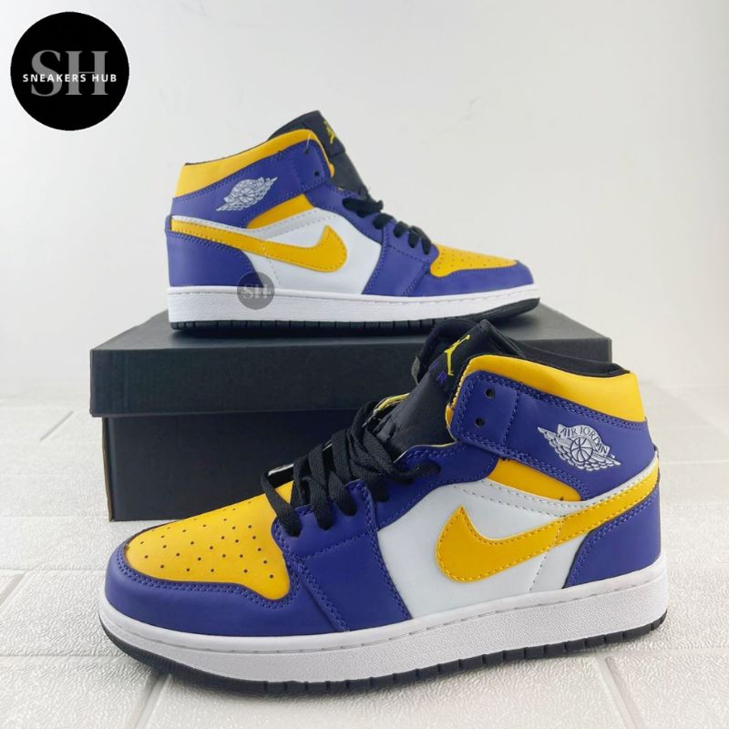 Sepatu Air Jordan 1 Mid Lakers Original BNIB SEPATU UNISEX Free kaos kaki