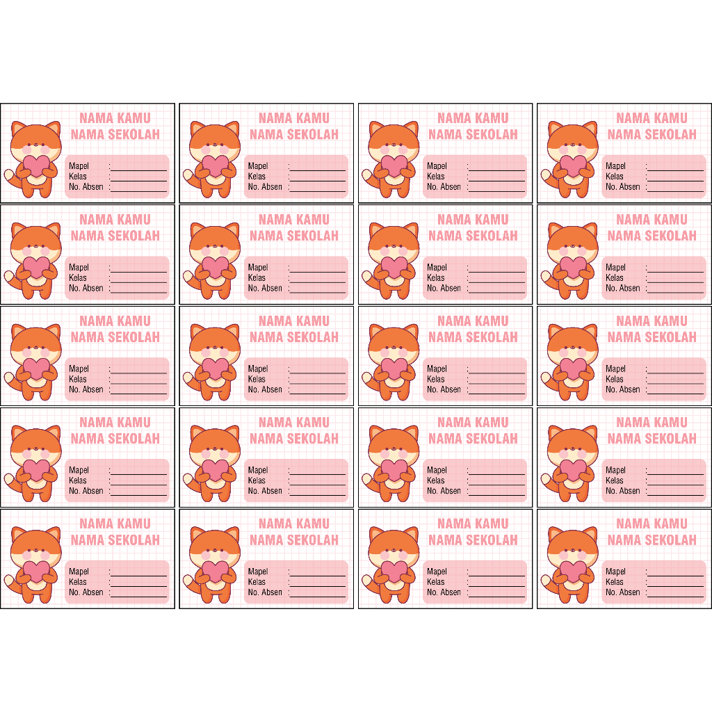 

LABEL BUKU PELAJARAN UKURAN 4X7cm MURAH