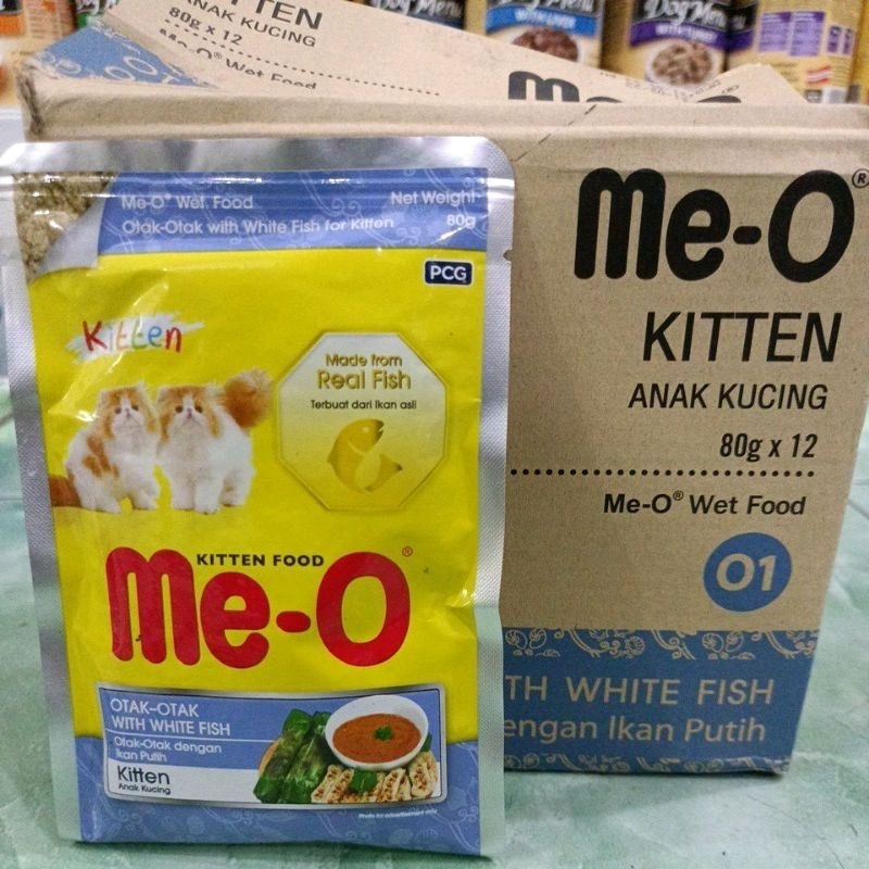 Meo pouch kitten 2 varian Tuna / otak-otak with white fish 80g/ new meo saset kitten