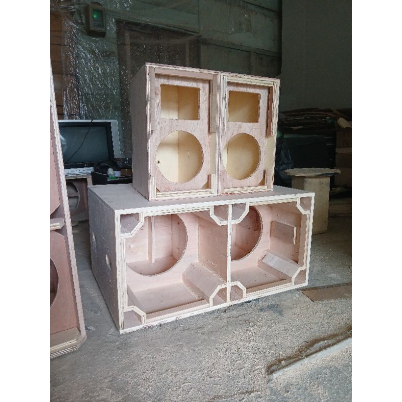 Potongan Box Speaker Paket Sub 12 inch  dan Midhigh 8 inch