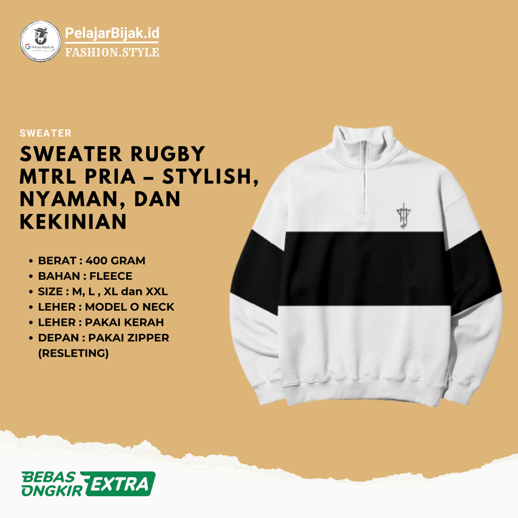 Sweater Rugby MTRL Casual Pria – Nyaman untuk Sehari-Hari