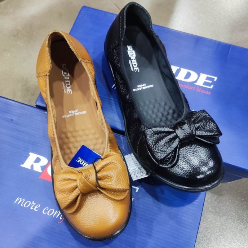 ROHDE | SEPATU FLAT BERBAHAN KULIT ASLI ELASTIS DAN TIDAK LICIN